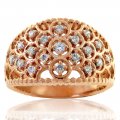 10K Rose Gold Wide Patterned Diamond Ring