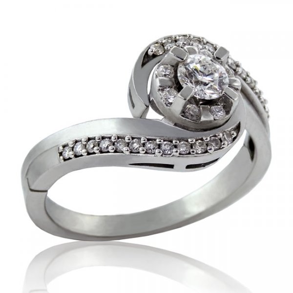 .41ct. tw 14k Canadian Diamond Halo Twist Engagement Ring - Click Image to Close