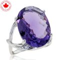 Large Oval Amethyst and Diamond Ring in 10K