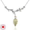 Two Tone Branch and Lucky Pine Cone Pendant in 10K