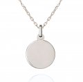 10K White Gold Engravable Circle Pendant Necklace
