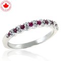 Ruby and Diamond 10K White Gold Band