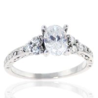 1.20ct tw 14K White Gold Diamond Ring Mount for 1.50ct Oval