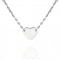 10K White Gold Engravable Heart Pendant Necklace