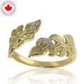 10K Yellow Gold and Diamond Fern Leaf Ring