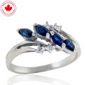 Marquise Sapphire and Diamond Ring in 10K