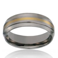 Titanium 7mm Band with Gold Plated Centre Stripe