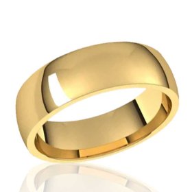 6mm Half Round Comfort Fit Band in 10K Yellow Gold