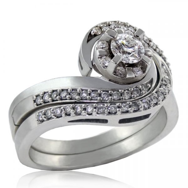 .49ct. tw 14k Canadian Diamond Halo Twist Engagement Ring Set - Click Image to Close