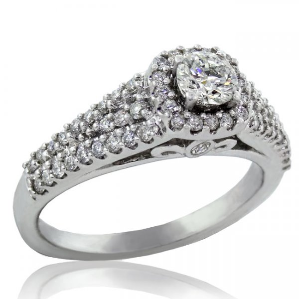 .75ct tw Canadian Diamond Halo Engagement Ring - Click Image to Close