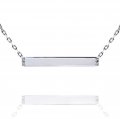 10K White Gold Engravable Bar Necklace with Cubic Stones