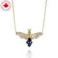 10KY Bee Pendant with Genuine Sapphire and Diamond Accents