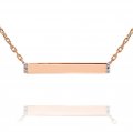 10K Rose Gold Engravable Bar Necklace with Cubic Stones