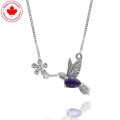 Amethyst and Diamond Humming Bird and Flower Pendant (image for) Amethyst and Diamond Humming Bird and Flower Pendant