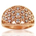 10K Rose Gold Wide Patterned Diamond Ring (image for) 10K Rose Gold Wide Patterned Diamond Ring