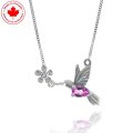 Rhodolite and Diamond Humming Bird and Flower Pendant (image for) Rhodolite and Diamond Humming Bird and Flower Pendant