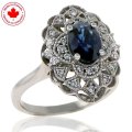 14K Gold Antique Style Ring with Diamonds and Blue Sapphires (image for) 14K Gold Antique Style Ring with Diamonds and Blue Sapphires