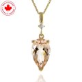 10K Yellow Gold Teardrop Morganite and Diamond Pendant (image for) 10K Yellow Gold Teardrop Morganite and Diamond Pendant