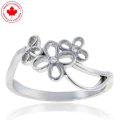 10K White Gold Flower Ring with Diamond Accents (image for) 10K White Gold Flower Ring with Diamond Accents
