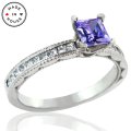 Princess Cut Tanzanite and Diamond 14K Ring (image for) Princess Cut Tanzanite and Diamond 14K Ring