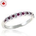 Ruby and Diamond 10K White Gold Band (image for) Ruby and Diamond 10K White Gold Band
