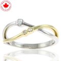Two Tone 10K Criss-cross Ring with Diamond Accents (image for) Two Tone 10K Criss-cross Ring with Diamond Accents