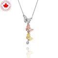 Tri Coloured 10K Gold Butterfly and Diamond Necklace
