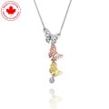 Tri Coloured 10K Gold Butterfly and Diamond Necklace (image for) Tri Coloured 10K Gold Butterfly and Diamond Necklace