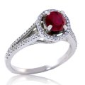 Ruby and Diamond 14K Halo Ring (image for) Ruby and Diamond 14K Halo Ring