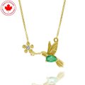 Emerald and Diamond Humming Bird and Flower Pendant (image for) Emerald and Diamond Humming Bird and Flower Pendant