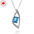 Emerald Cut Blue Topaz Modern Angular Pendant in 10K (image for) Emerald Cut Blue Topaz Modern Angular Pendant in 10K