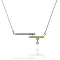 Modern Two-tone 10K Gold Diamond Horizontal Bar Necklace (image for) Modern Two-tone 10K Gold Diamond Horizontal Bar Necklace