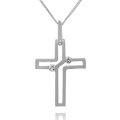 10K White Gold and Diamond Cross Pendant and Chain (image for) 10K White Gold and Diamond Cross Pendant and Chain