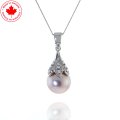 10K White Gold Pink Pearl and Diamond Pendant (image for) 10K White Gold Pink Pearl and Diamond Pendant