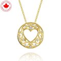Filigree Heart in Circle 10K Gold Diamond Pendant (image for) Filigree Heart in Circle 10K Gold Diamond Pendant