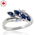 Marquise Sapphire and Diamond Ring in 10K (image for) Marquise Sapphire and Diamond Ring in 10K