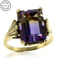 Large Emerald Cut Ametrine Stone 14K Ring (image for) Large Emerald Cut Ametrine Stone 14K Ring