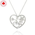 Diamond Flower and Vines 10K White Gold Heart Pendant (image for) Diamond Flower and Vines 10K White Gold Heart Pendant