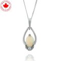 10K White Gold Opal and Diamond Pendant (image for) 10K White Gold Opal and Diamond Pendant