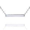 10K White Gold Engravable Bar Necklace with Cubic Stones (image for) 10K White Gold Engravable Bar Necklace with Cubic Stones