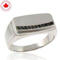0.08ct tw Men's Black Diamond Band in 10K White Gold (image for) 0.08ct tw Men's Black Diamond Band in 10K White Gold