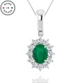 Emerald and Diamond Pendant in 14K White Gold (image for) Emerald and Diamond Pendant in 14K White Gold