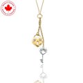 Two-Tone Heart and Key Drop Necklace in 10K (image for) Two-Tone Heart and Key Drop Necklace in 10K