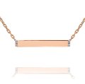 10K Rose Gold Engravable Bar Necklace with Cubic Stones (image for) 10K Rose Gold Engravable Bar Necklace with Cubic Stones