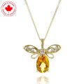 10KY Bee Pendant with Genuine Citrine and Diamond Accents (image for) 10KY Bee Pendant with Genuine Citrine and Diamond Accents