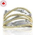 Two Tone Multi Band Criss Cross Diamond Ring in 10K (image for) Two Tone Multi Band Criss Cross Diamond Ring in 10K